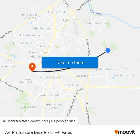 Av. Professora Diná Rizzi to Fatec map