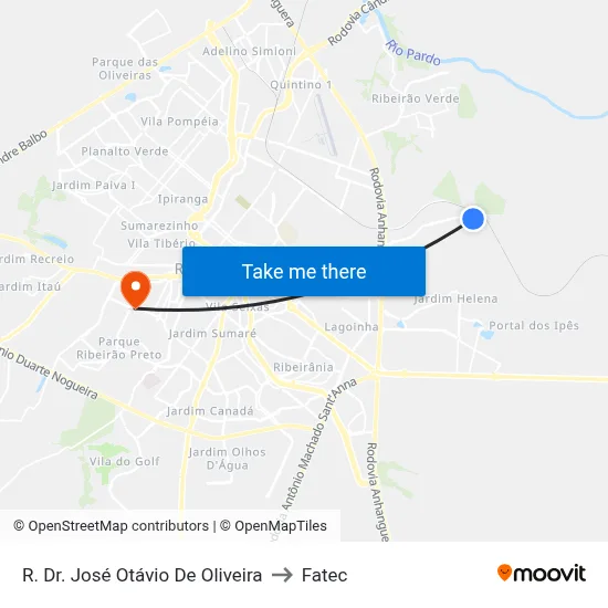 R. Dr. José Otávio De Oliveira to Fatec map