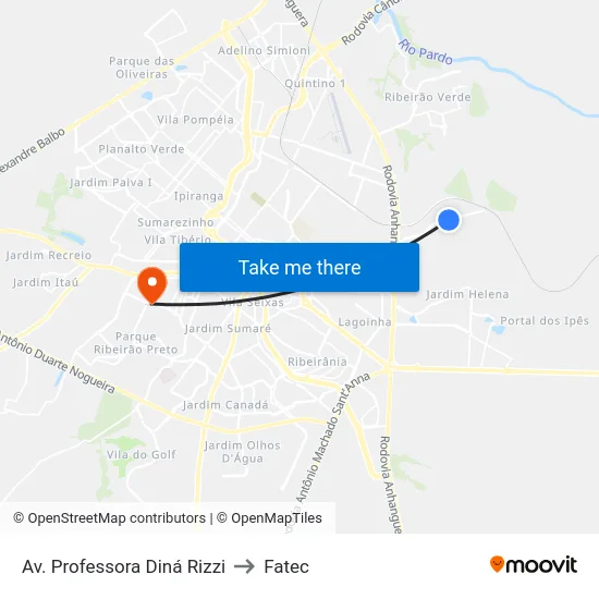 Av. Professora Diná Rizzi to Fatec map