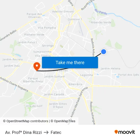 Av. Profª Dina Rizzi to Fatec map