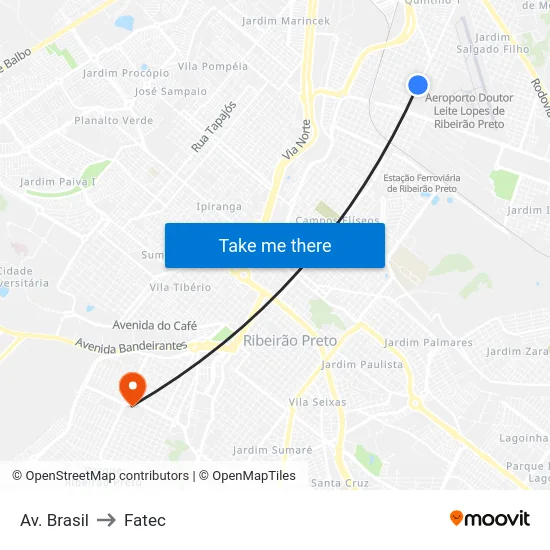 Av. Brasil to Fatec map