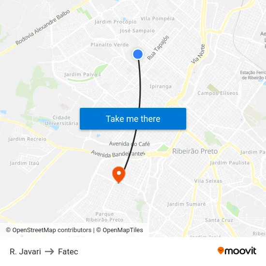 R. Javari to Fatec map