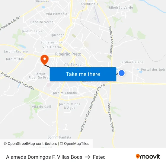Alameda Domingos F. Villas Boas to Fatec map