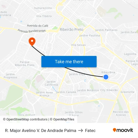 R. Major Avelino V. De Andrade Palma to Fatec map