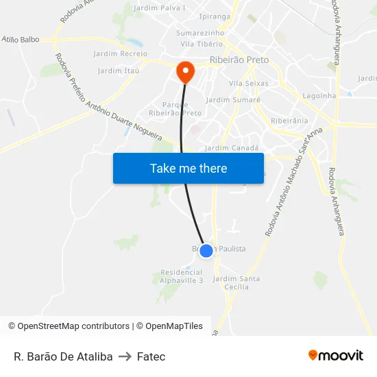 R. Barão De Ataliba to Fatec map