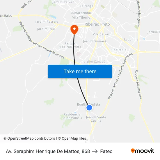 Av. Seraphim Henrique De Mattos, 868 to Fatec map