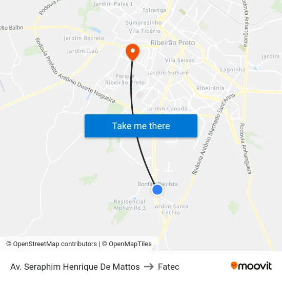 Av. Seraphim Henrique De Mattos to Fatec map