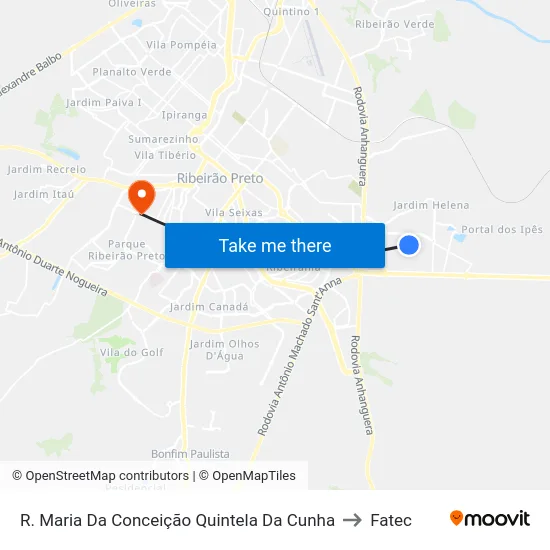R. Maria Da Conceição Quintela Da Cunha to Fatec map