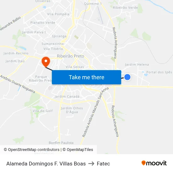 Alameda Domingos F. Villas Boas to Fatec map