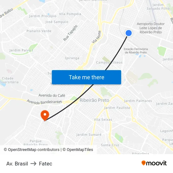 Av. Brasil to Fatec map