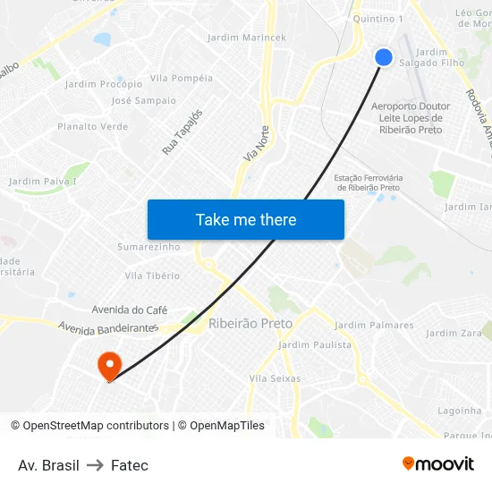 Av. Brasil to Fatec map