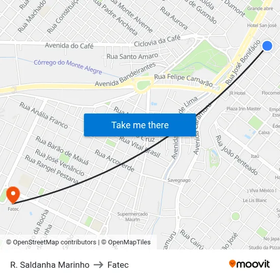 R. Saldanha Marinho to Fatec map