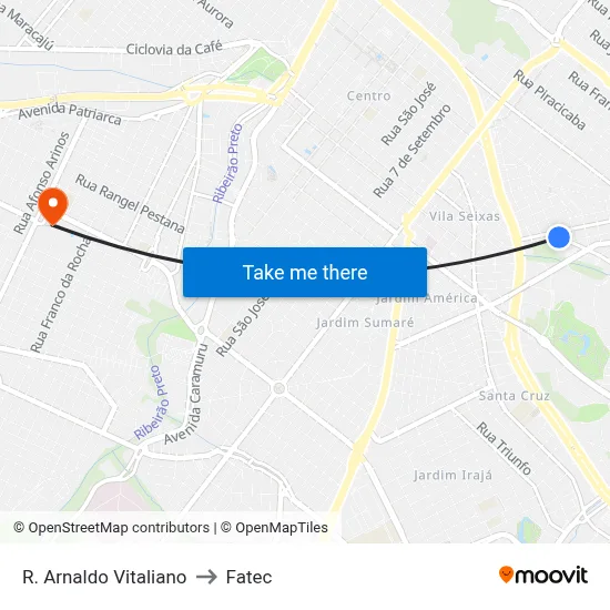 R. Arnaldo Vitaliano to Fatec map