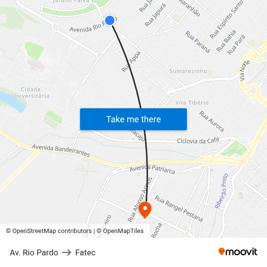 Av.  Rio Pardo to Fatec map