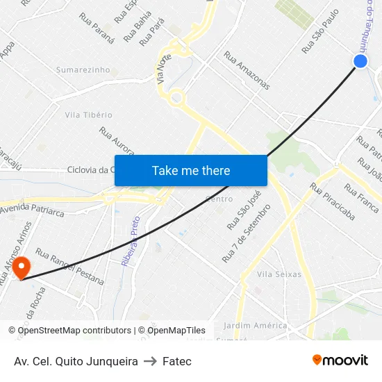 Av. Cel. Quito Junqueira to Fatec map