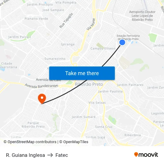 R. Guiana Inglesa to Fatec map
