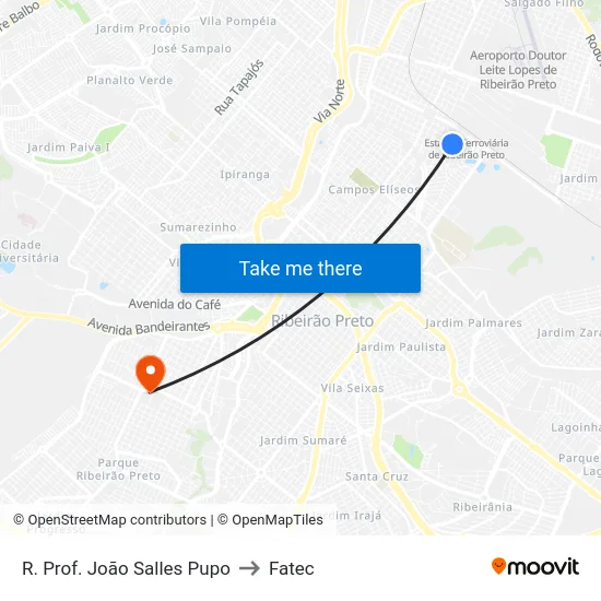 R. Prof. João Salles Pupo to Fatec map