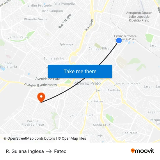 R. Guiana Inglesa to Fatec map