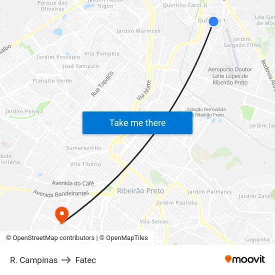 R. Campinas to Fatec map
