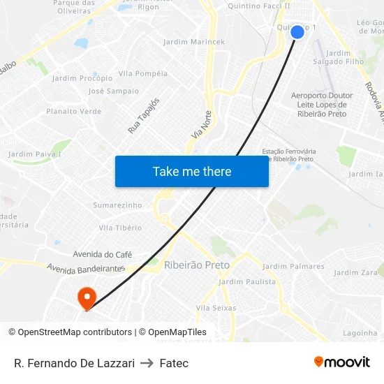 R. Fernando De Lazzari to Fatec map