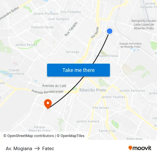 Av. Mogiana to Fatec map