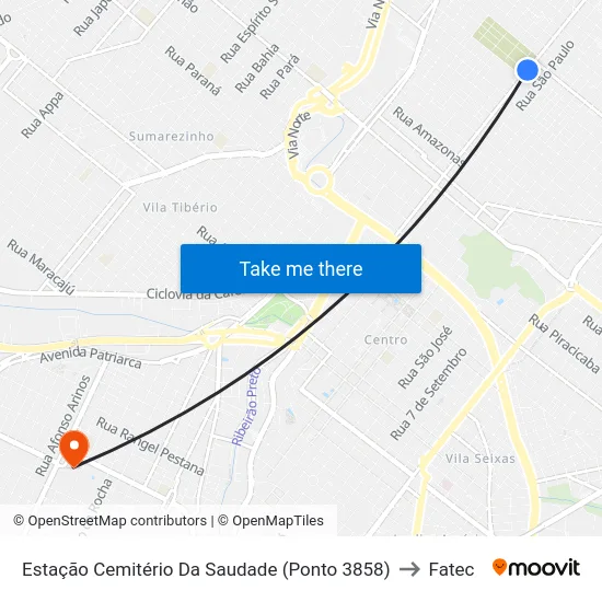 Estação Cemitério Da Saudade (Ponto 3858) to Fatec map