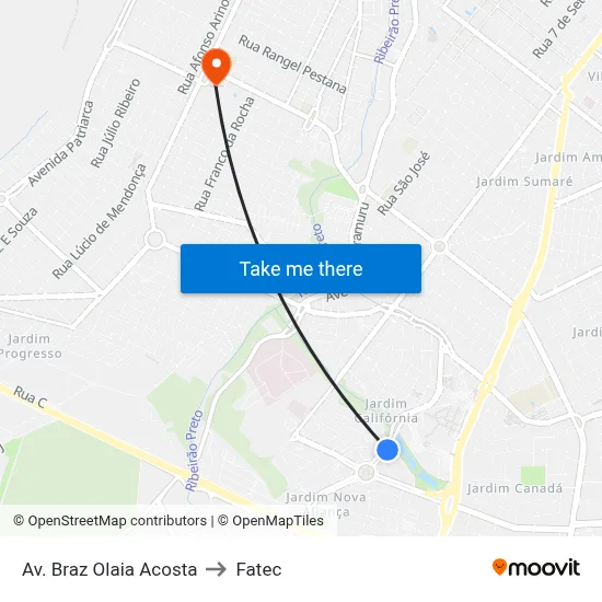 Av. Braz Olaia Acosta to Fatec map