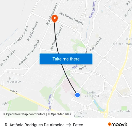 R. Antônio Rodrigues De Almeida to Fatec map