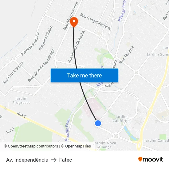 Av. Independência to Fatec map