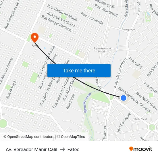 Av. Vereador Manir Calil to Fatec map