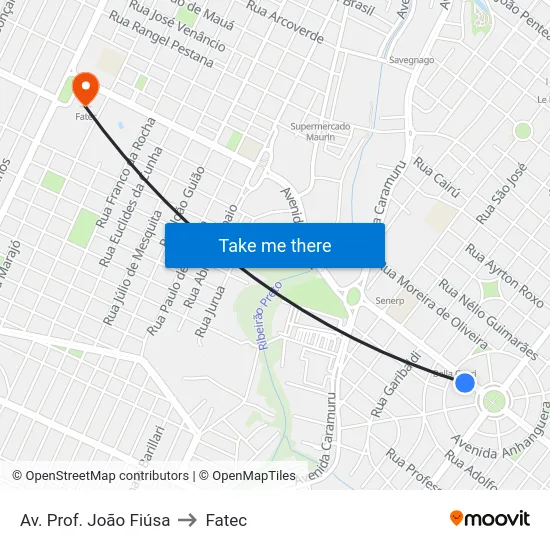 Av. Prof. João Fiúsa to Fatec map
