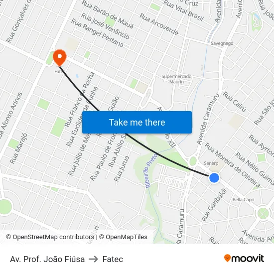 Av. Prof. João Fiúsa to Fatec map