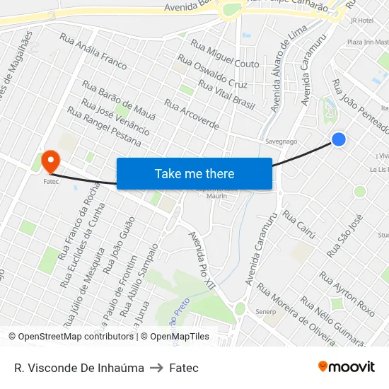 R. Visconde De Inhaúma to Fatec map