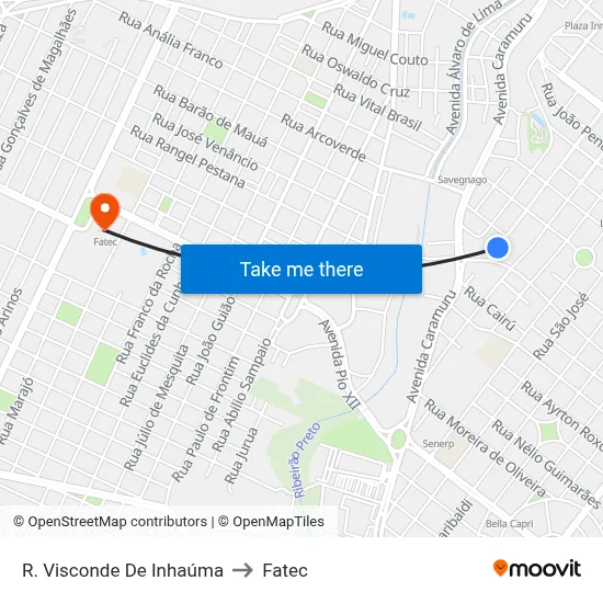 R. Visconde De Inhaúma to Fatec map