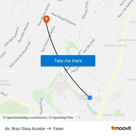 Av. Braz Olaia Acosta to Fatec map