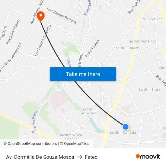 Av. Dormélia De Souza Mosca to Fatec map