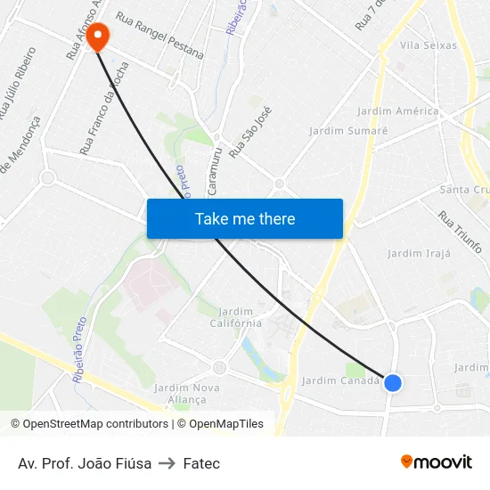 Av. Prof. João Fiúsa to Fatec map
