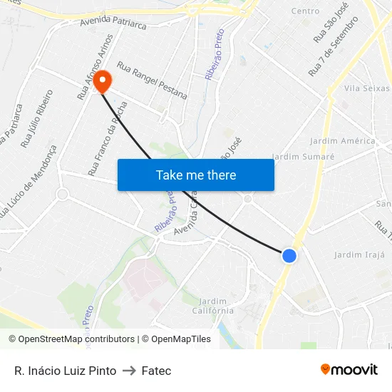 R. Inácio Luiz Pinto to Fatec map
