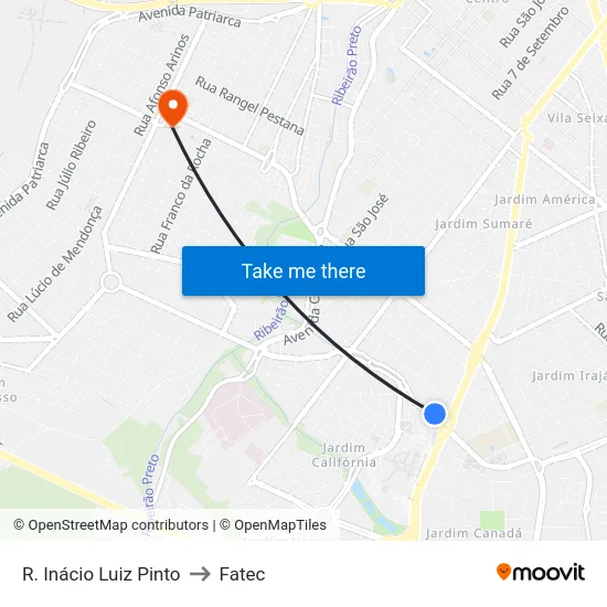 R. Inácio Luiz Pinto to Fatec map