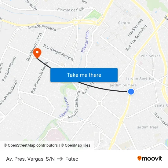Av. Pres. Vargas, S/N to Fatec map