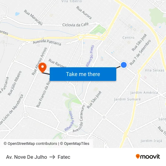 Av. Nove De Julho to Fatec map
