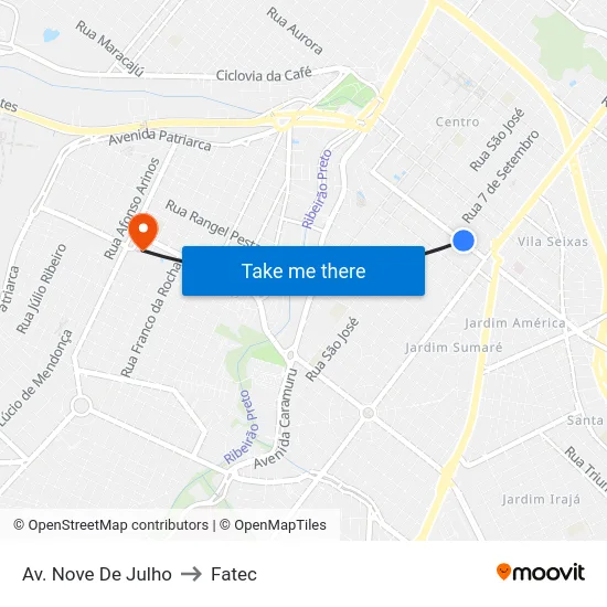 Av. Nove De Julho to Fatec map