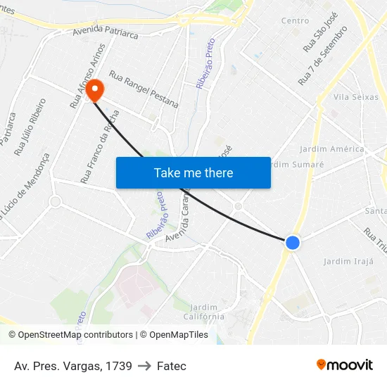 Av. Pres. Vargas, 1739 to Fatec map