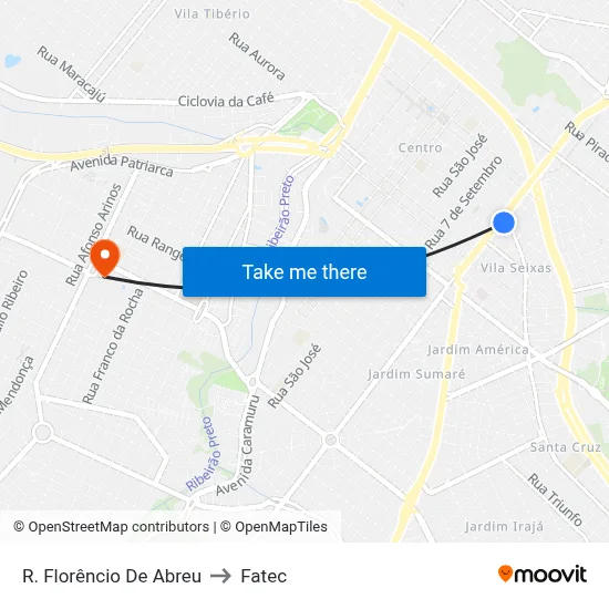 R. Florêncio De Abreu to Fatec map