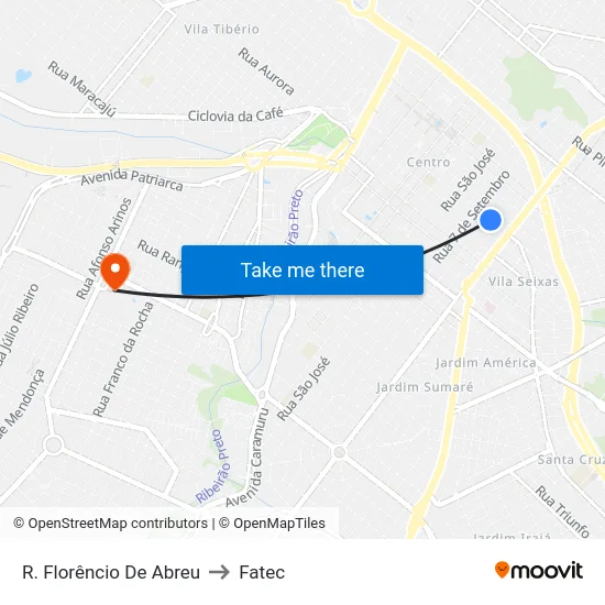 R. Florêncio De Abreu to Fatec map
