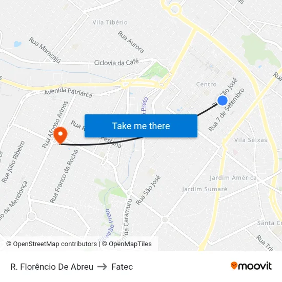 R. Florêncio De Abreu to Fatec map
