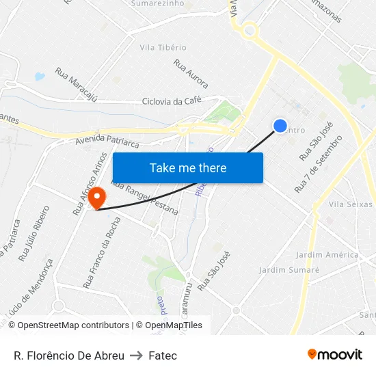R. Florêncio De Abreu to Fatec map