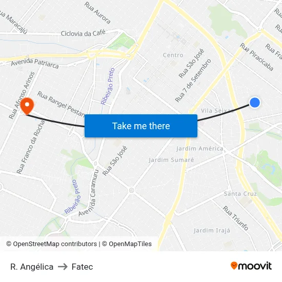 R. Angélica to Fatec map