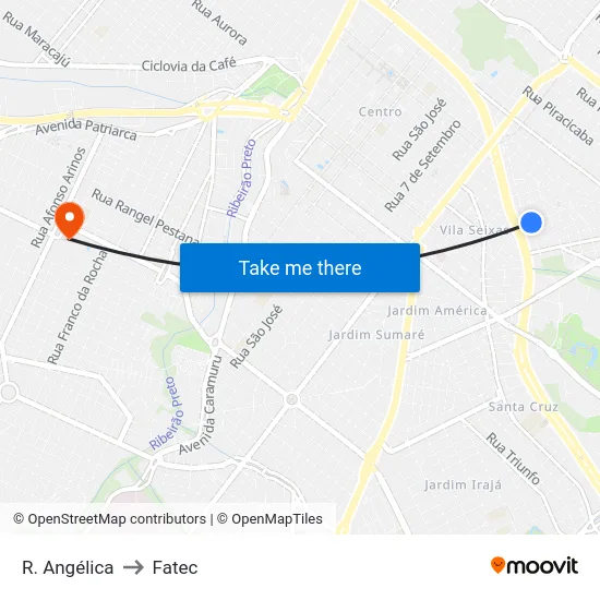 R. Angélica to Fatec map