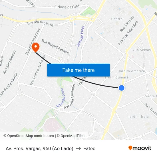Av. Pres. Vargas, 950 (Ao Lado) to Fatec map